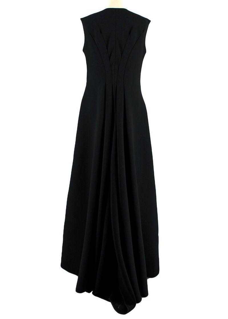 Black Flared Pleated Zip Gown