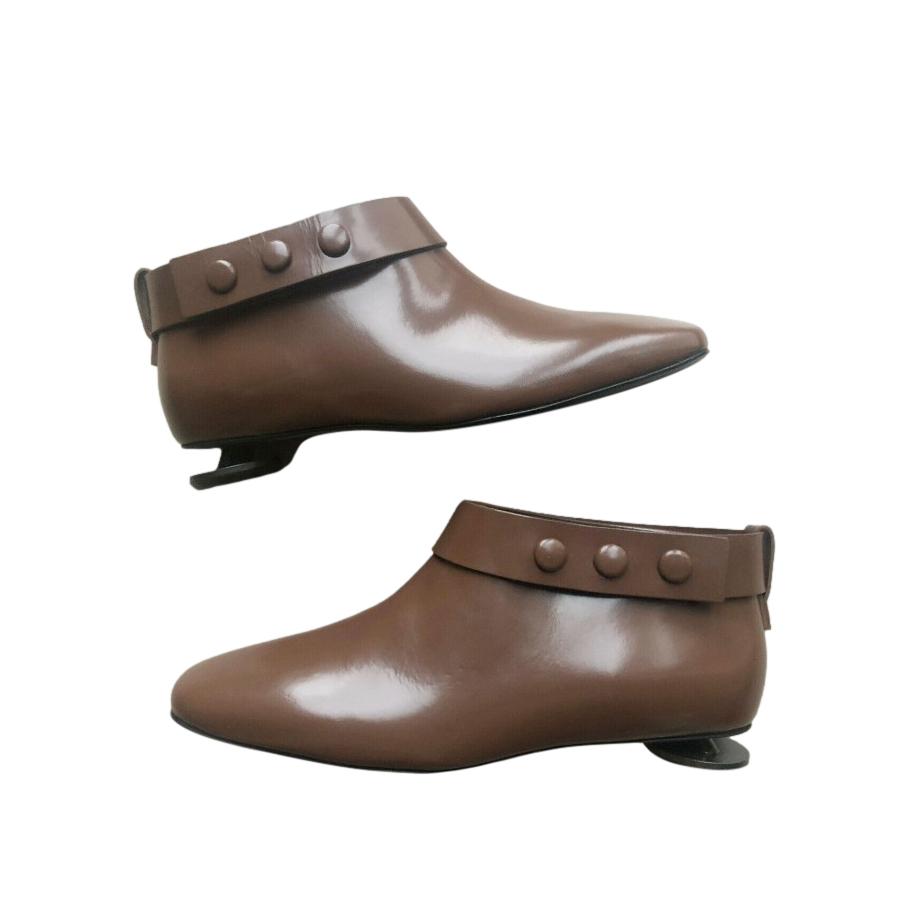Marni Cognac-Brown Leather Inset Heeled Ankle Boots