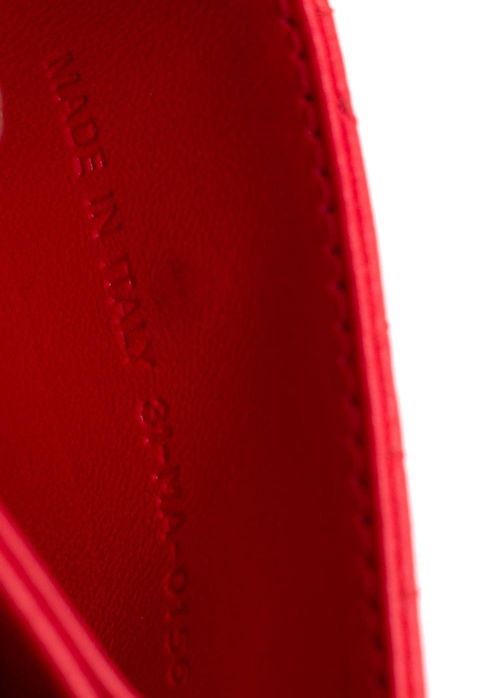 Dior Vibrant Red Leather Logo Chain Card Holder