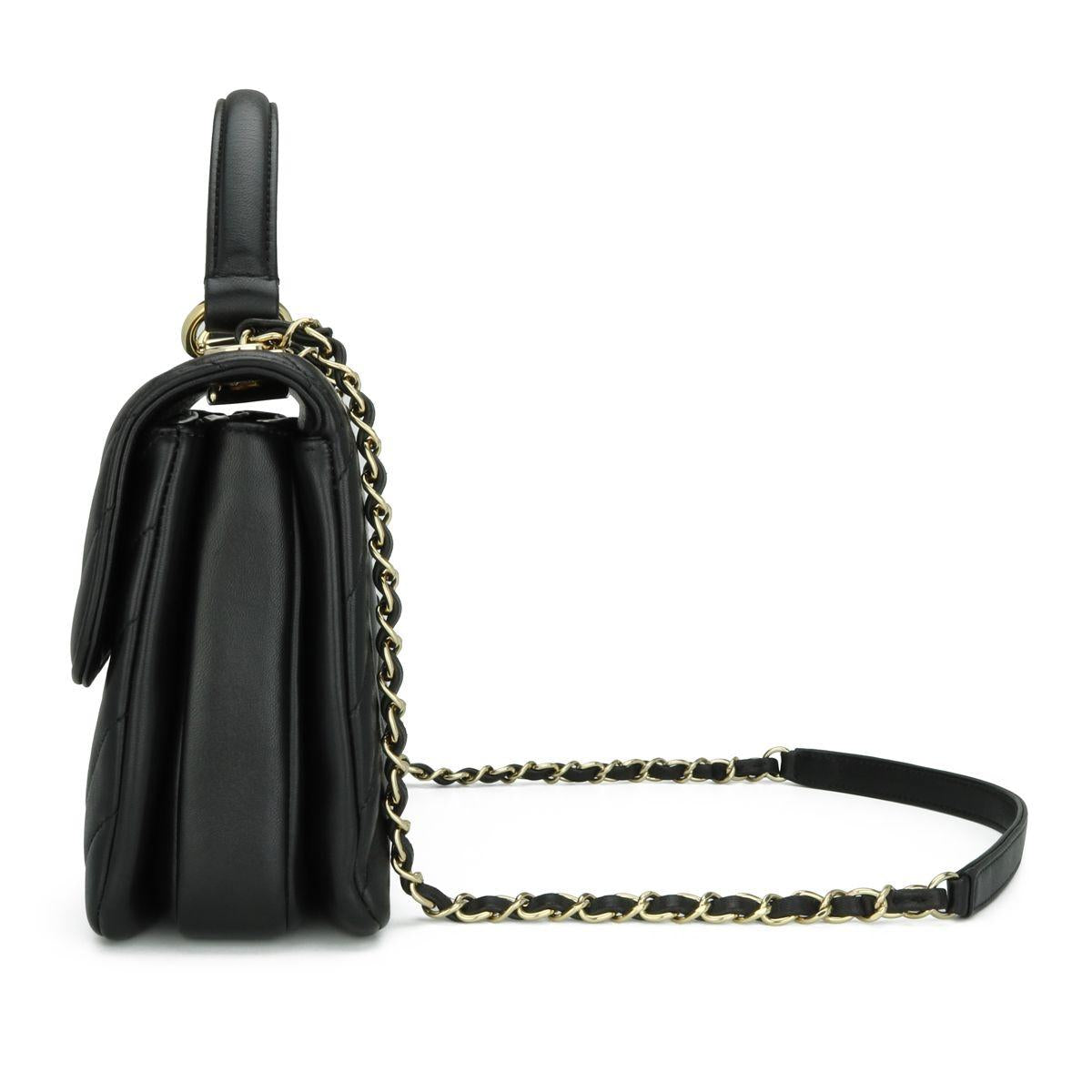 Chanel Black Chevron Small Trendy CC Top Handle Bag