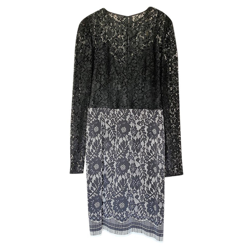 Dolce & Gabbana black & white lace longsleeve dress