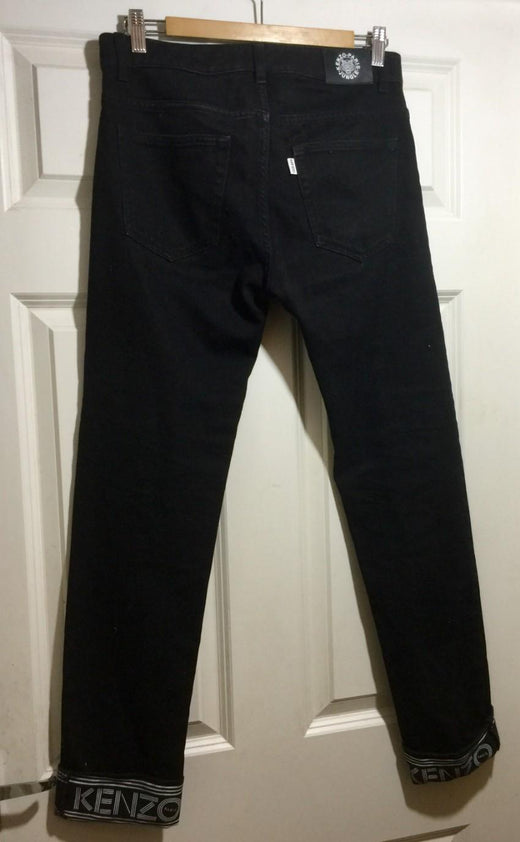 Kenzo Black Logo Cuff High Rise Jeans