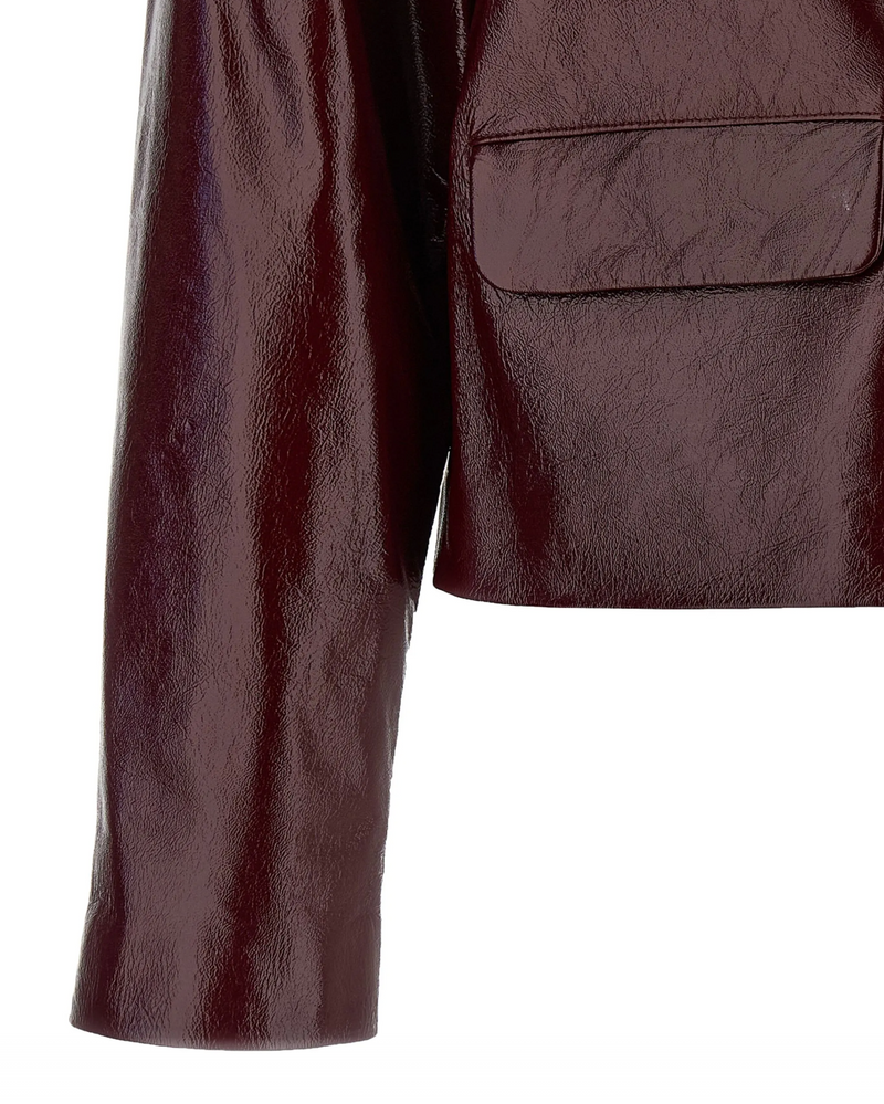Self-Portrait Cropped Leather Jacket
