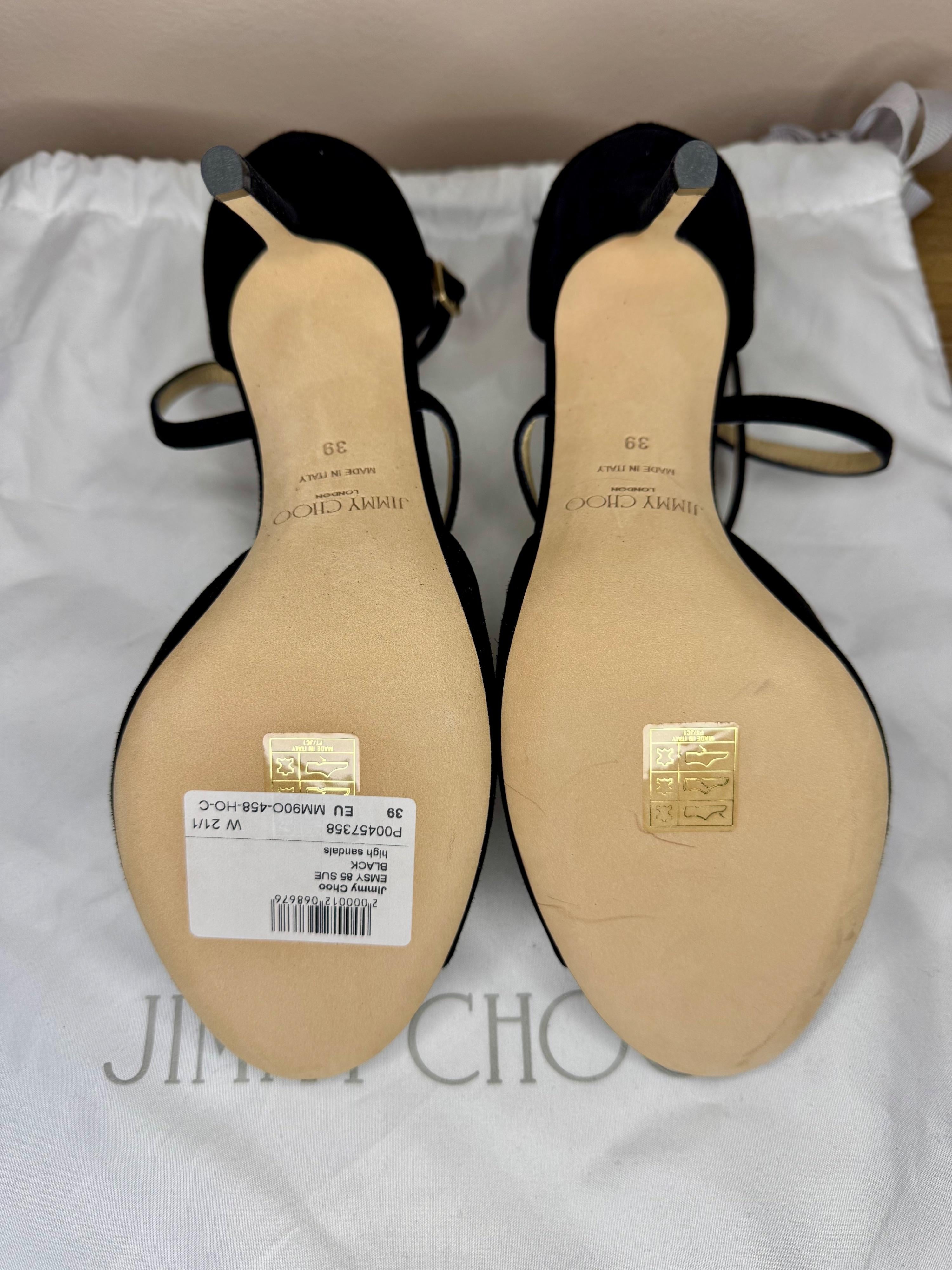 Jimmy Choo Black Suede Emsy 85 Sandals