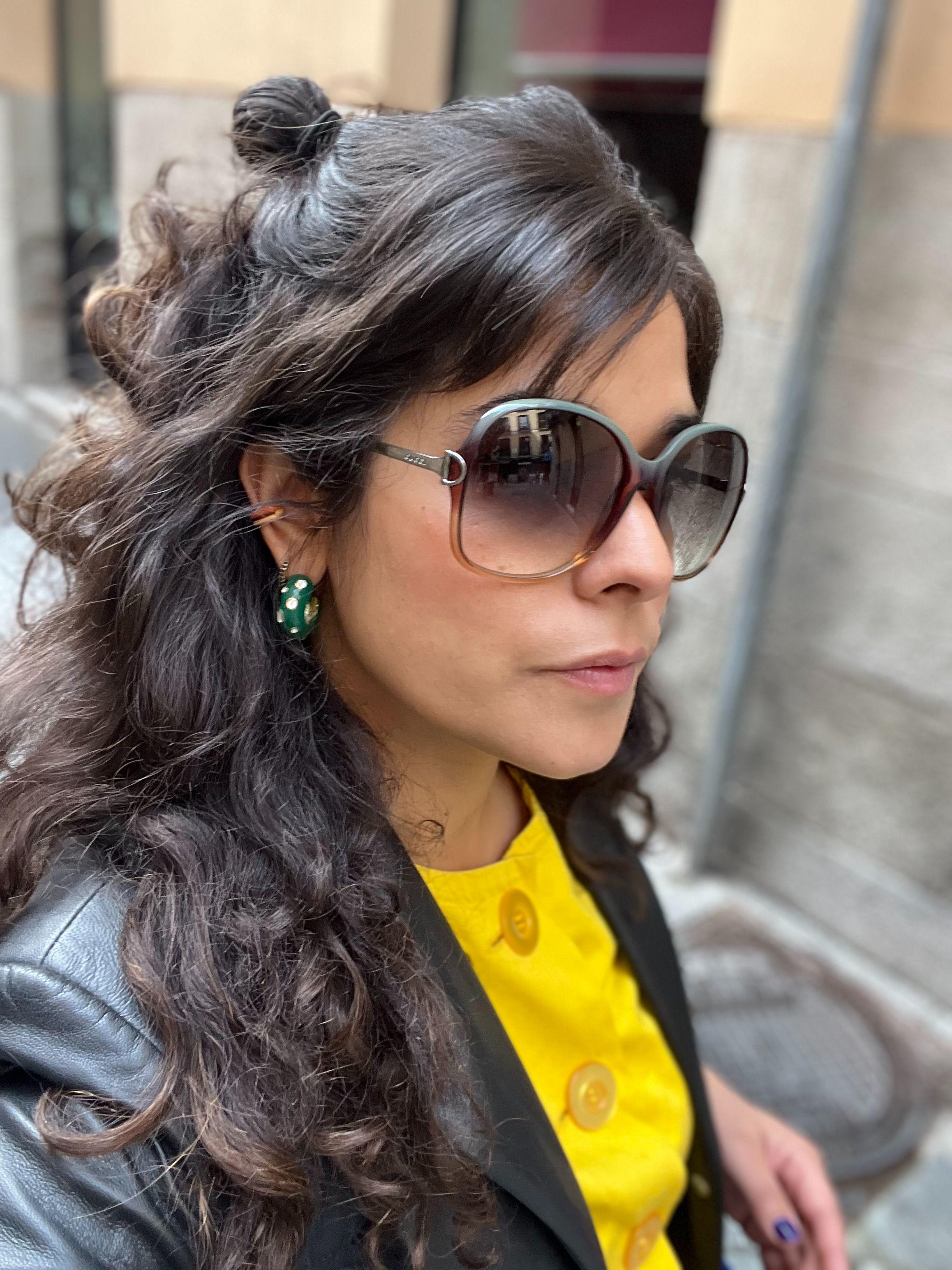 Bottega Veneta Green Studded Hoop Earrings