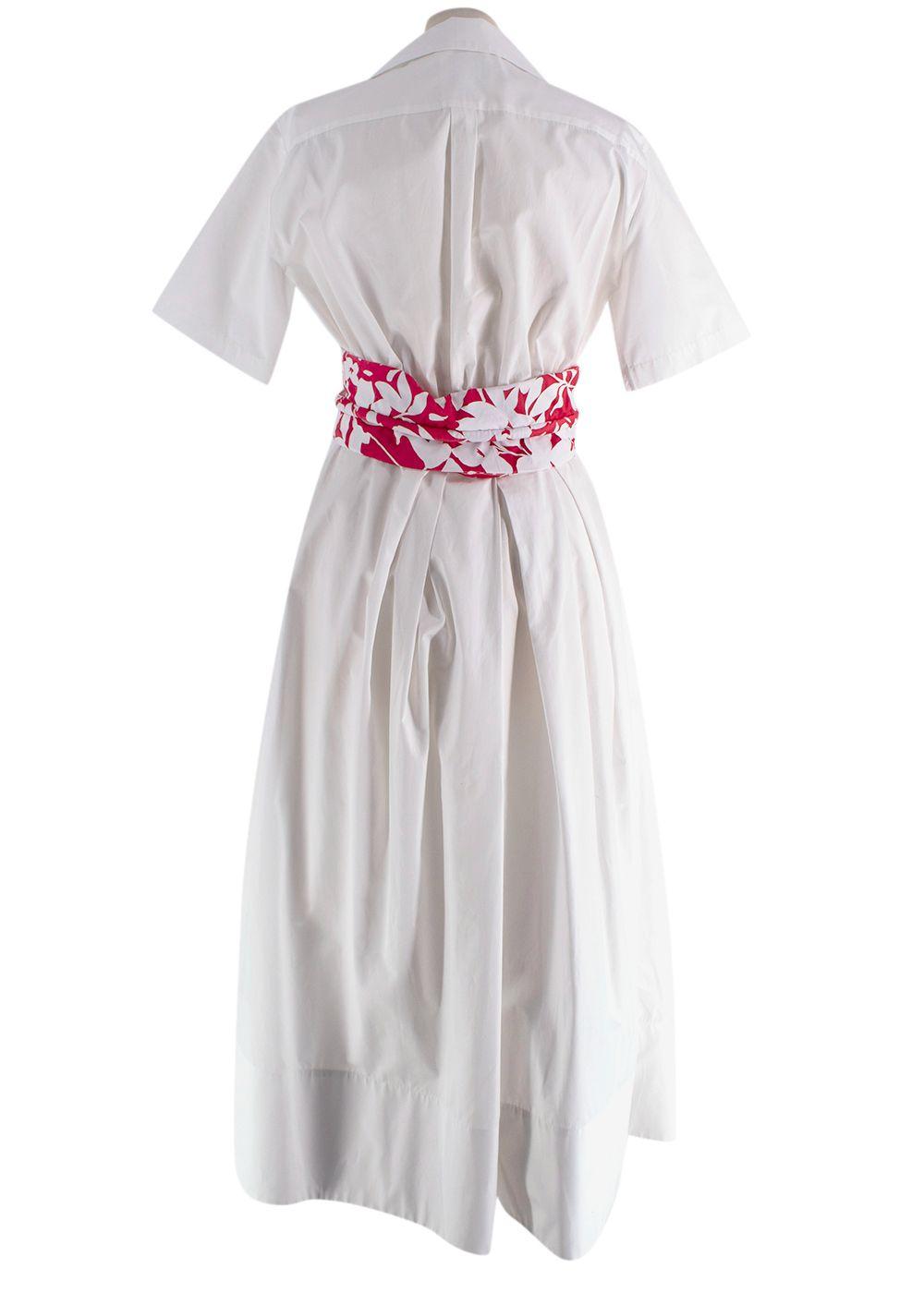 Rosie Assoulin White Obi Belted Shirt Dress