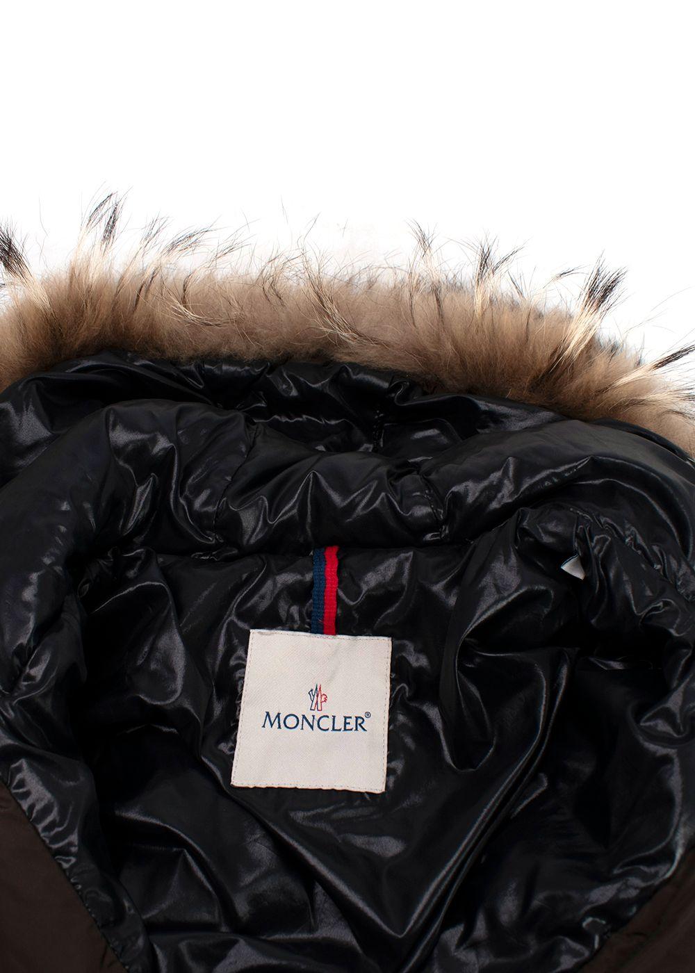 Moncler Brown Puffer Jacket with Fur Trim