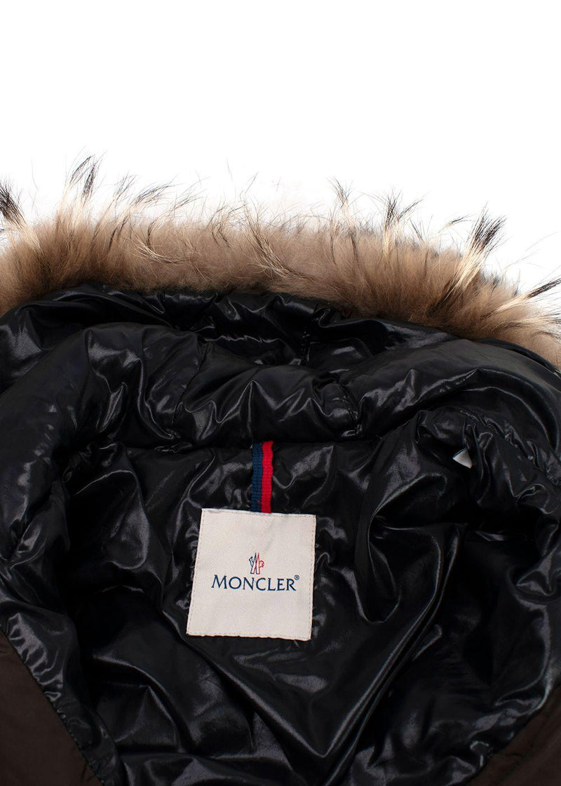 Moncler Brown Puffer Jacket with Fur Trim