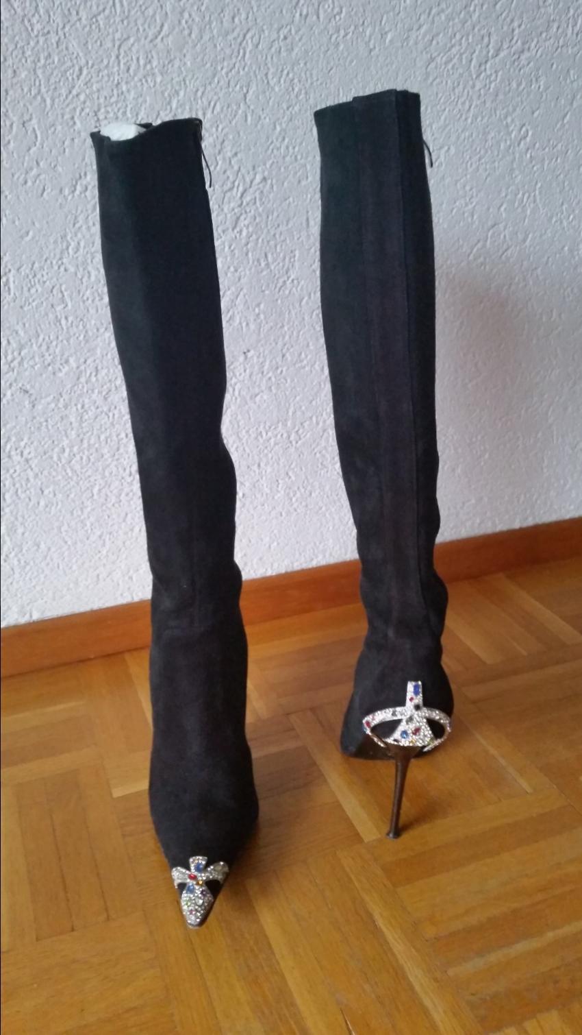 Gianmarco Lorenzi Suede Crystal Embellished Boots