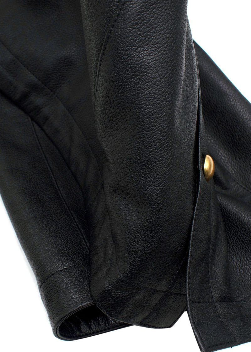 DL 1916 Black Leather Obsidian Alma Midi Skirt