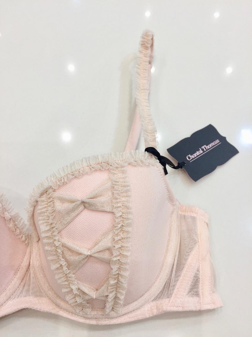Chantal Thomass Ballerina Pink Tulle Pad Half Cup Bra & Brief Set