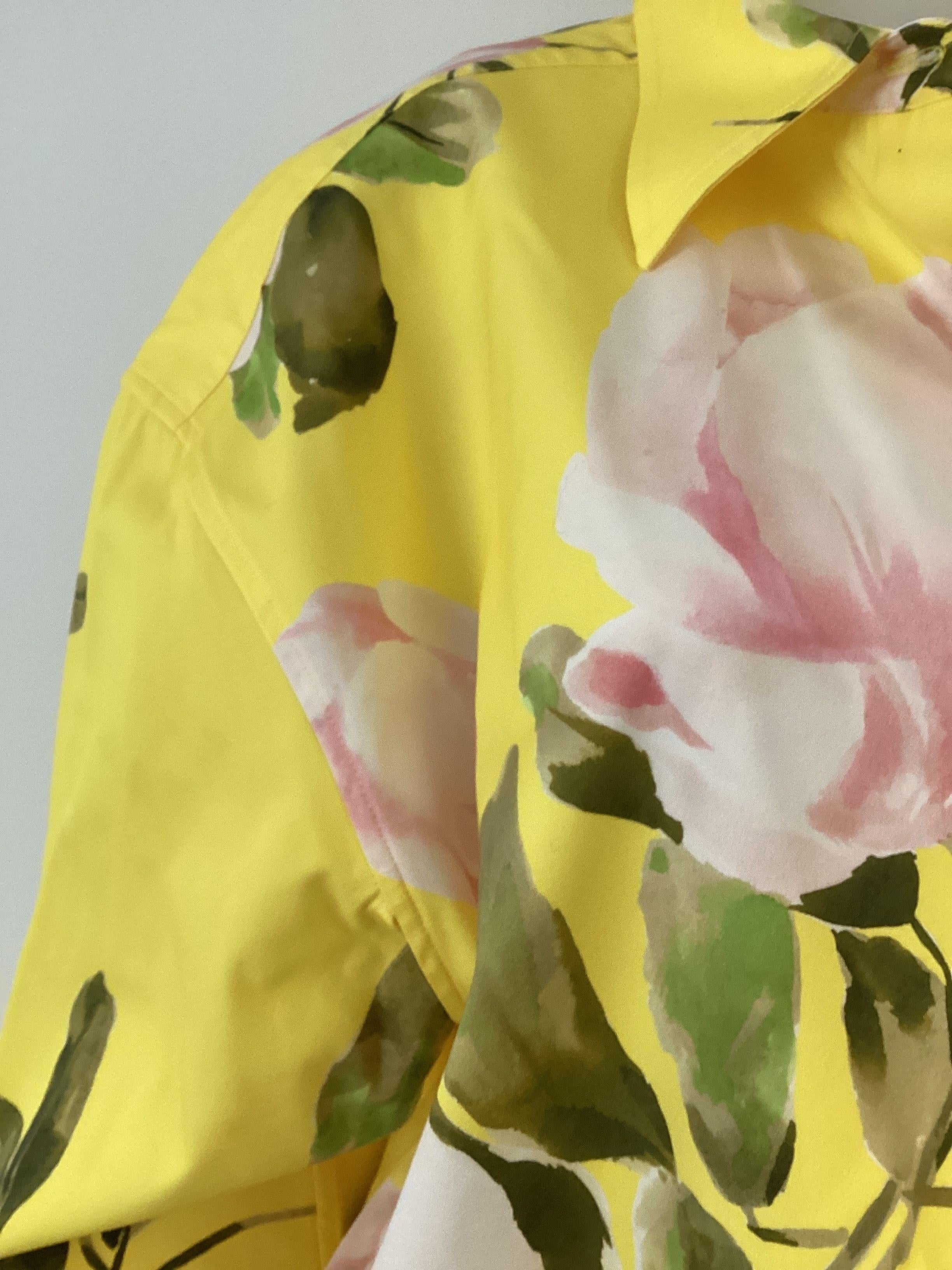 Valentino Yellow Floral Print Mini Shirt Dress