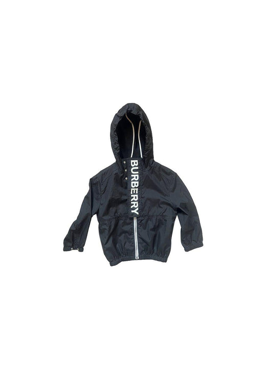 black logo raincoat