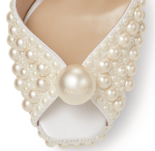 Jimmy Choo Sacaria 120 Pearl-Embellished Satin Platform Sandals