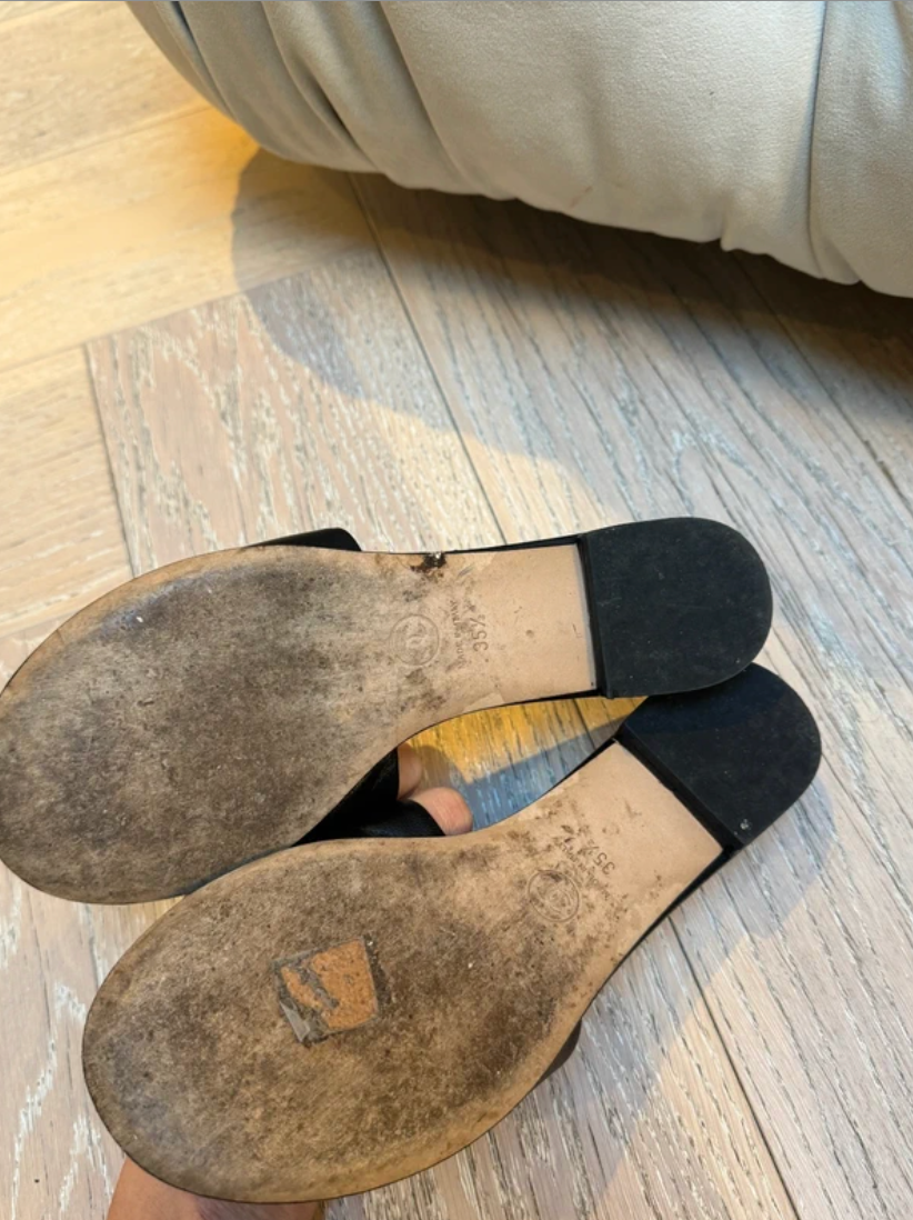 Chanel Embellished Black Slides