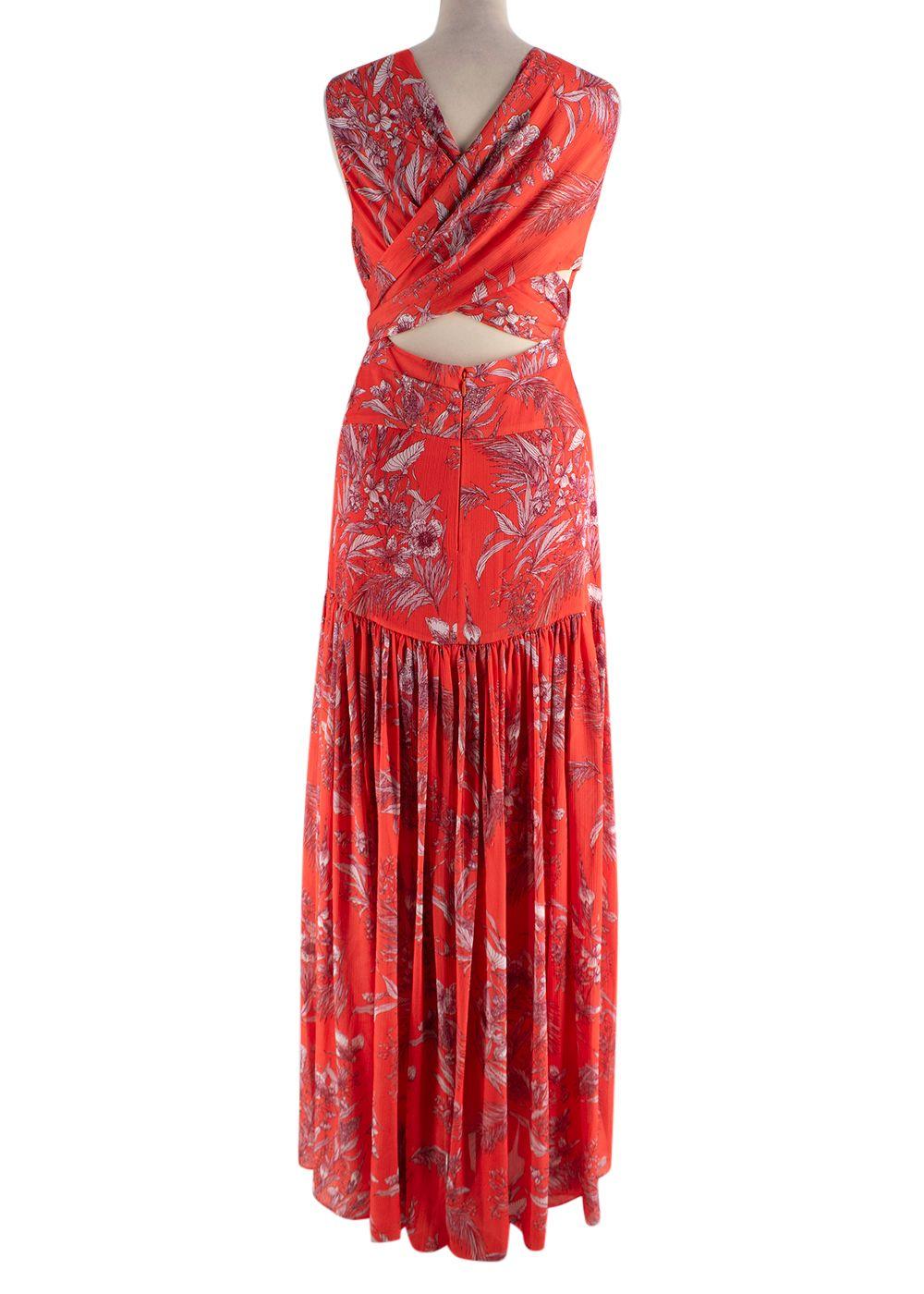 Alexis Orange Print Belaya Dress with Self Tie Back