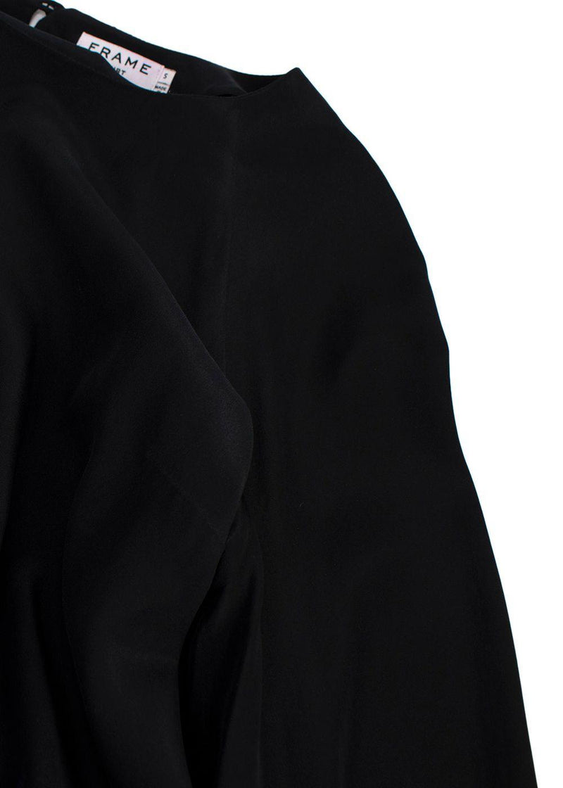 Frame Black Silk Voluminous Cuff Blouse