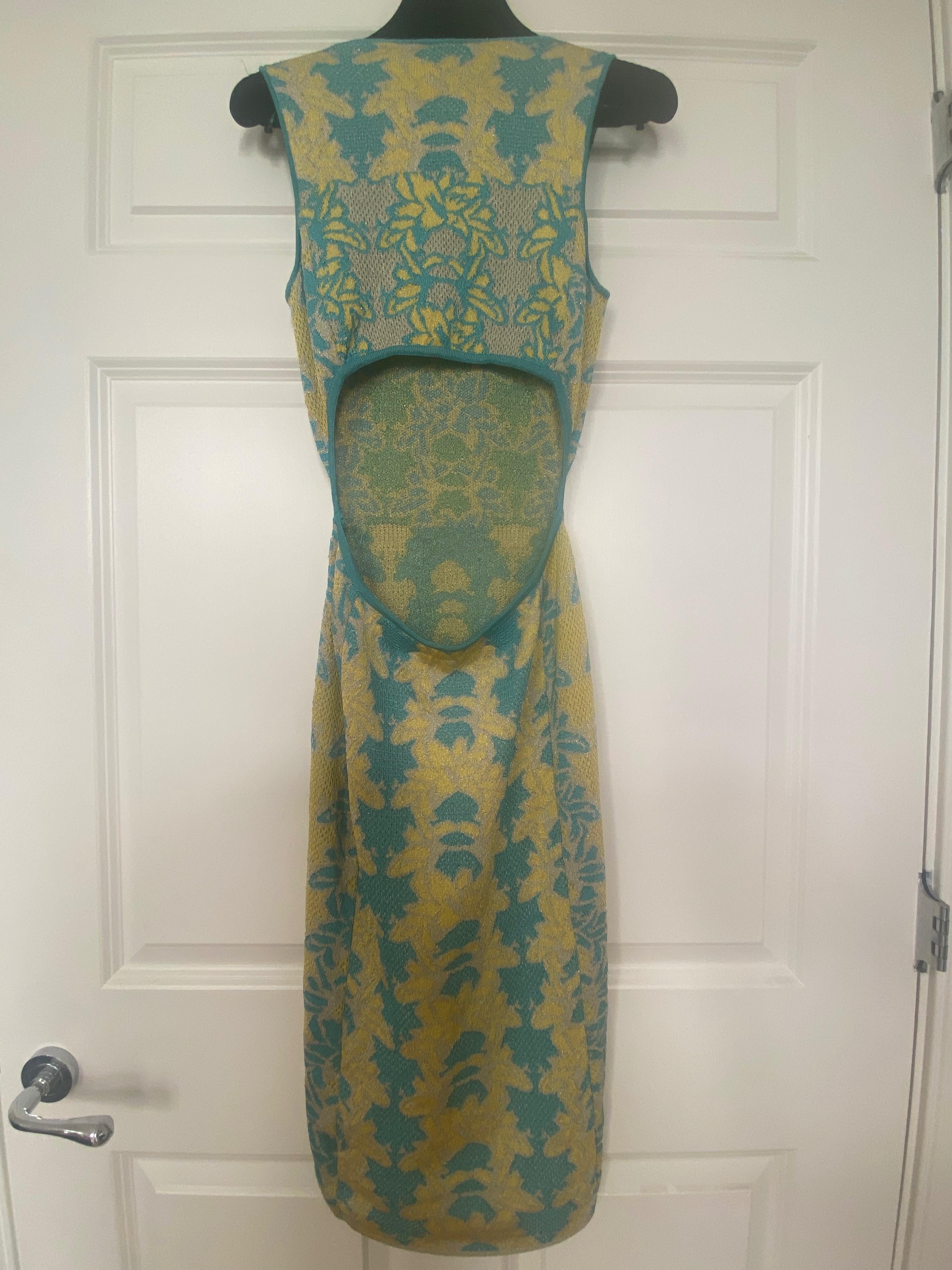 M Missoni Jacquard Knit Cut-out Back Dress