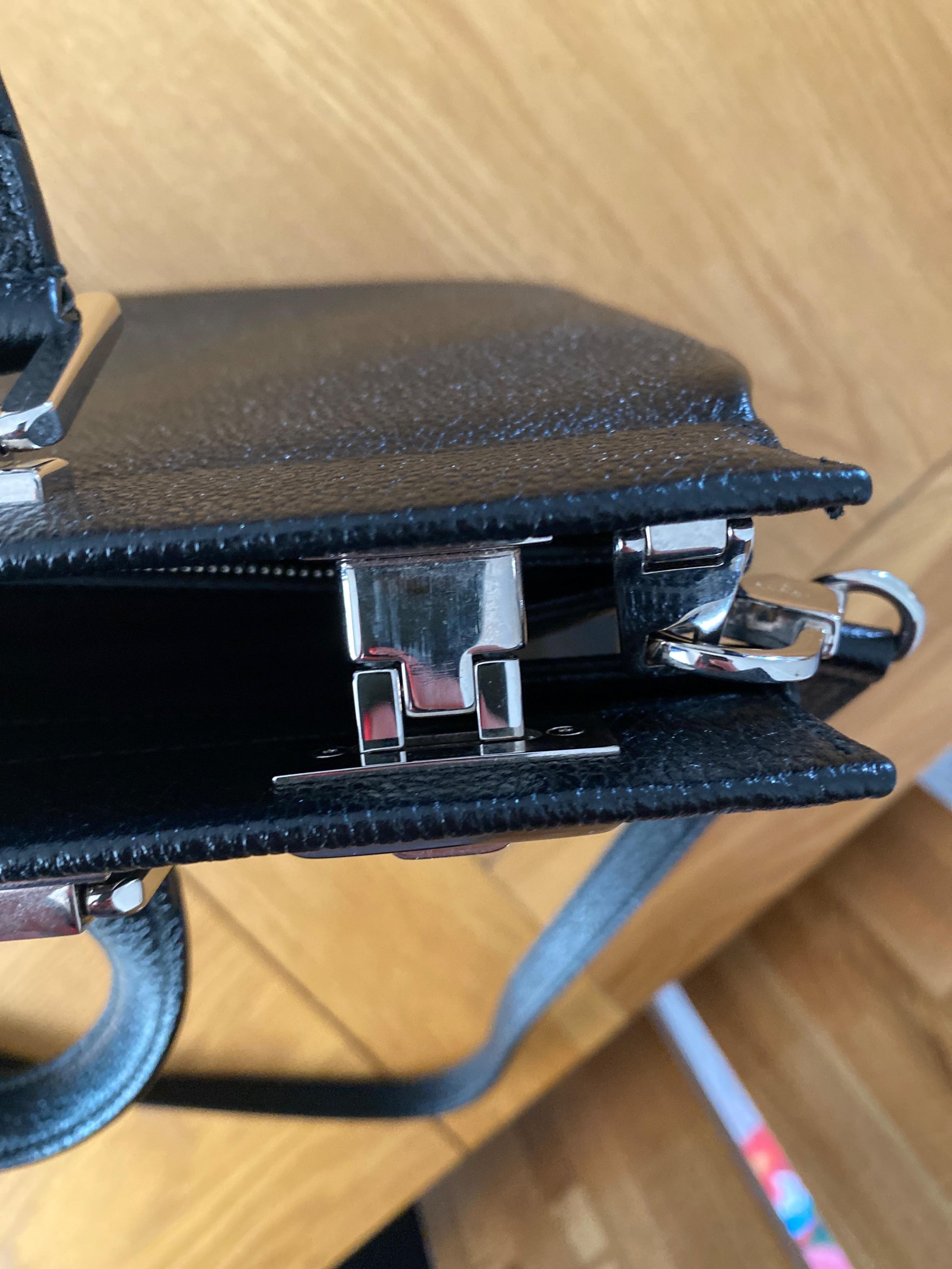 Gucci Black Leather Zumi Top Handle Tote