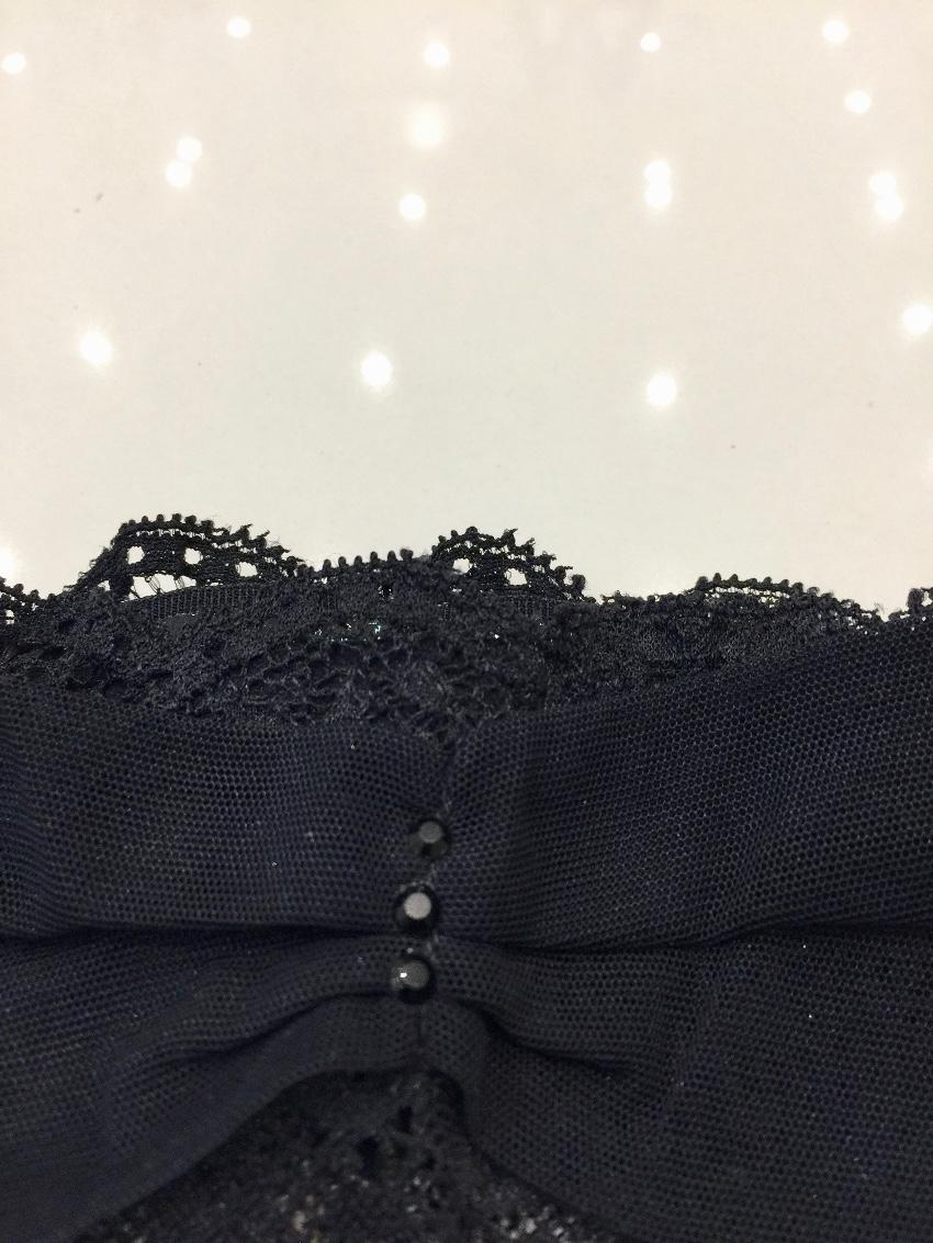 Cotton Club Couture Black Leavers Lace & Tulle Hold-ups