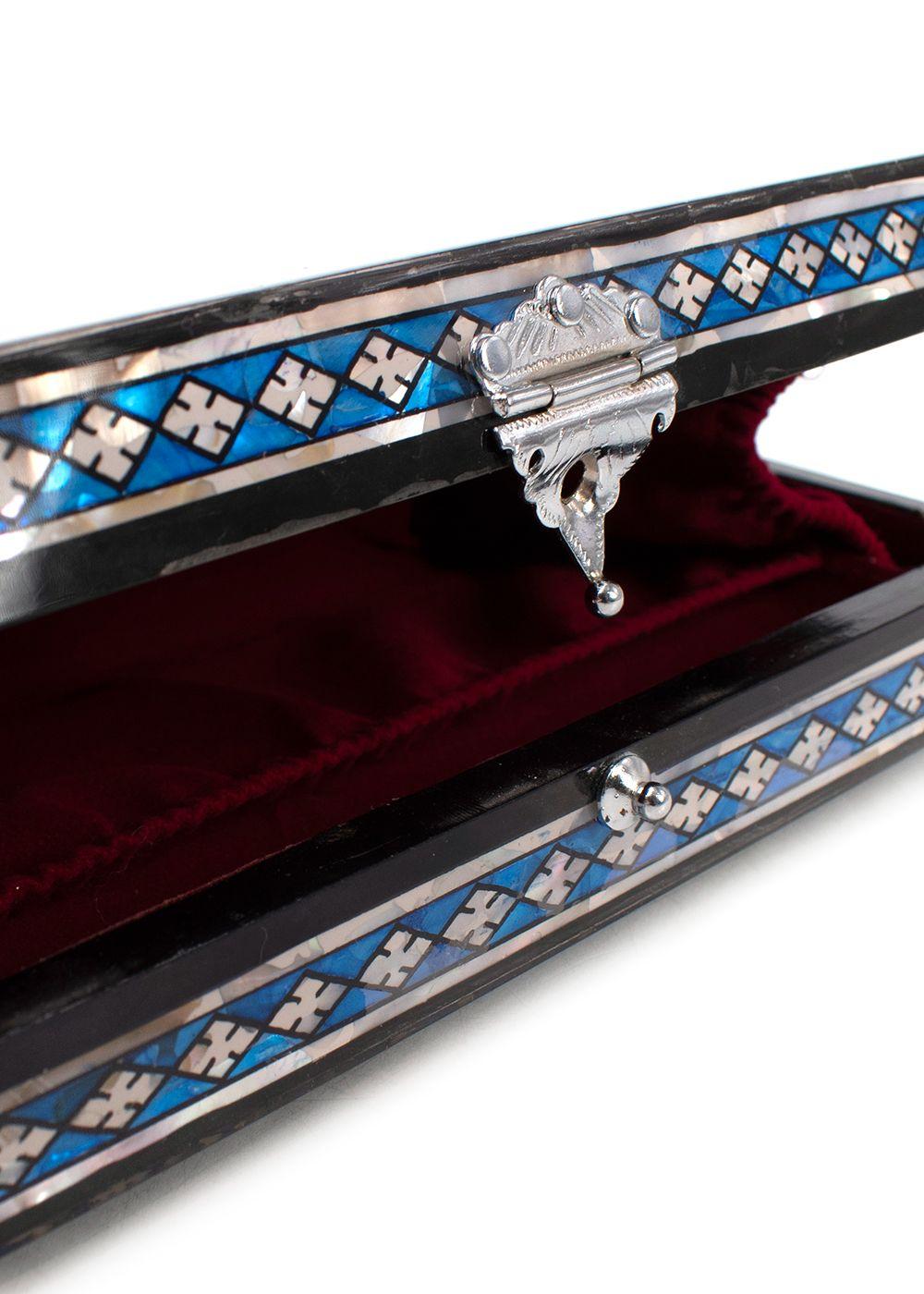 Bespoke Blue Patterned Mother of Pearl Clutch Bag