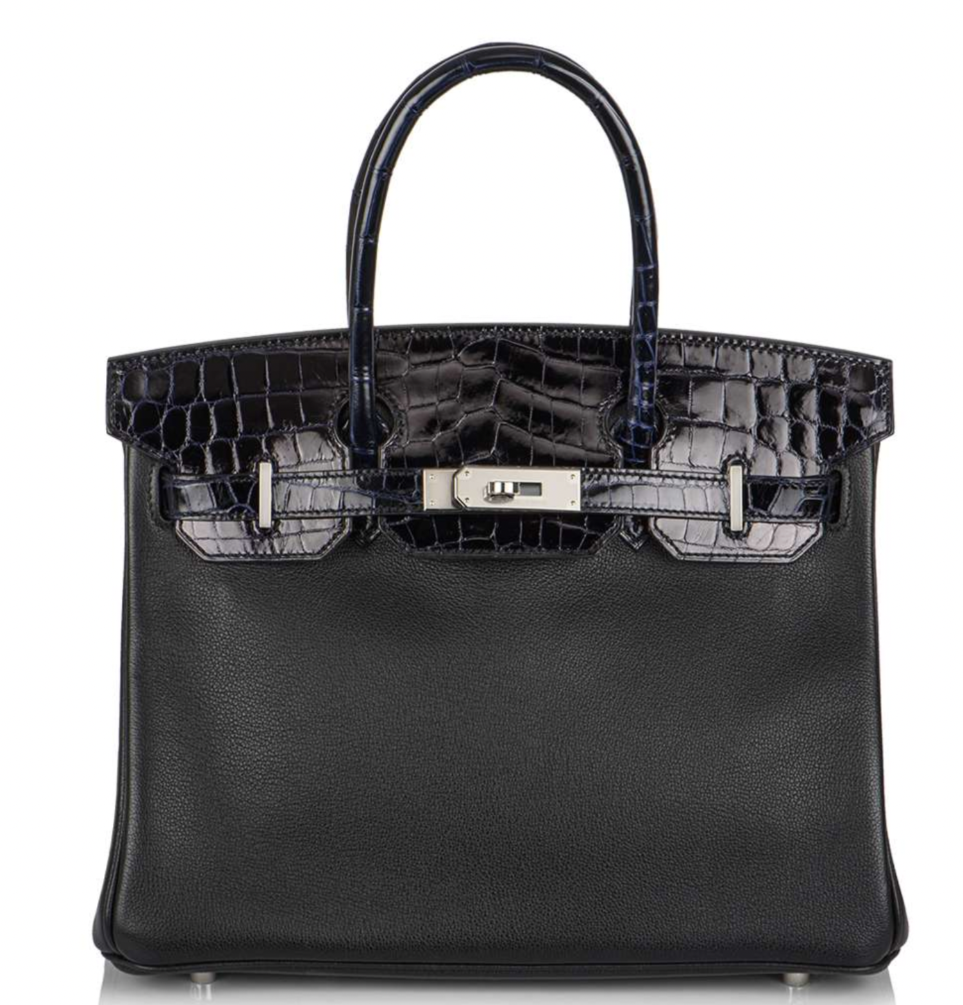 Bleu Marine & Noir Lisse Birkin Touch 30 PHW
