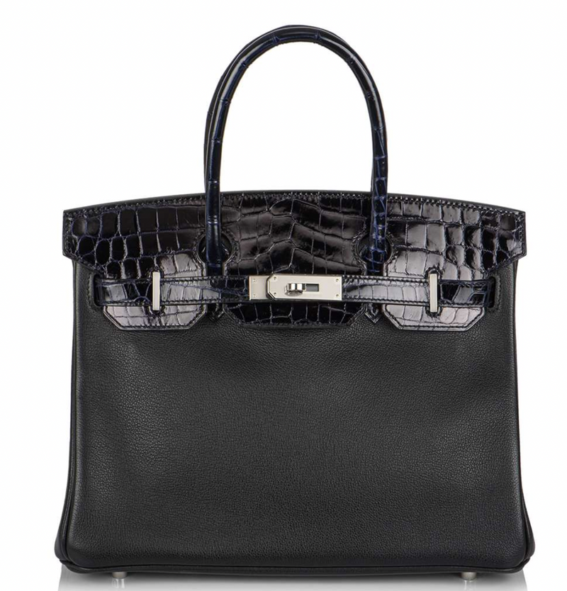 Bleu Marine & Noir Lisse Birkin Touch 30 PHW