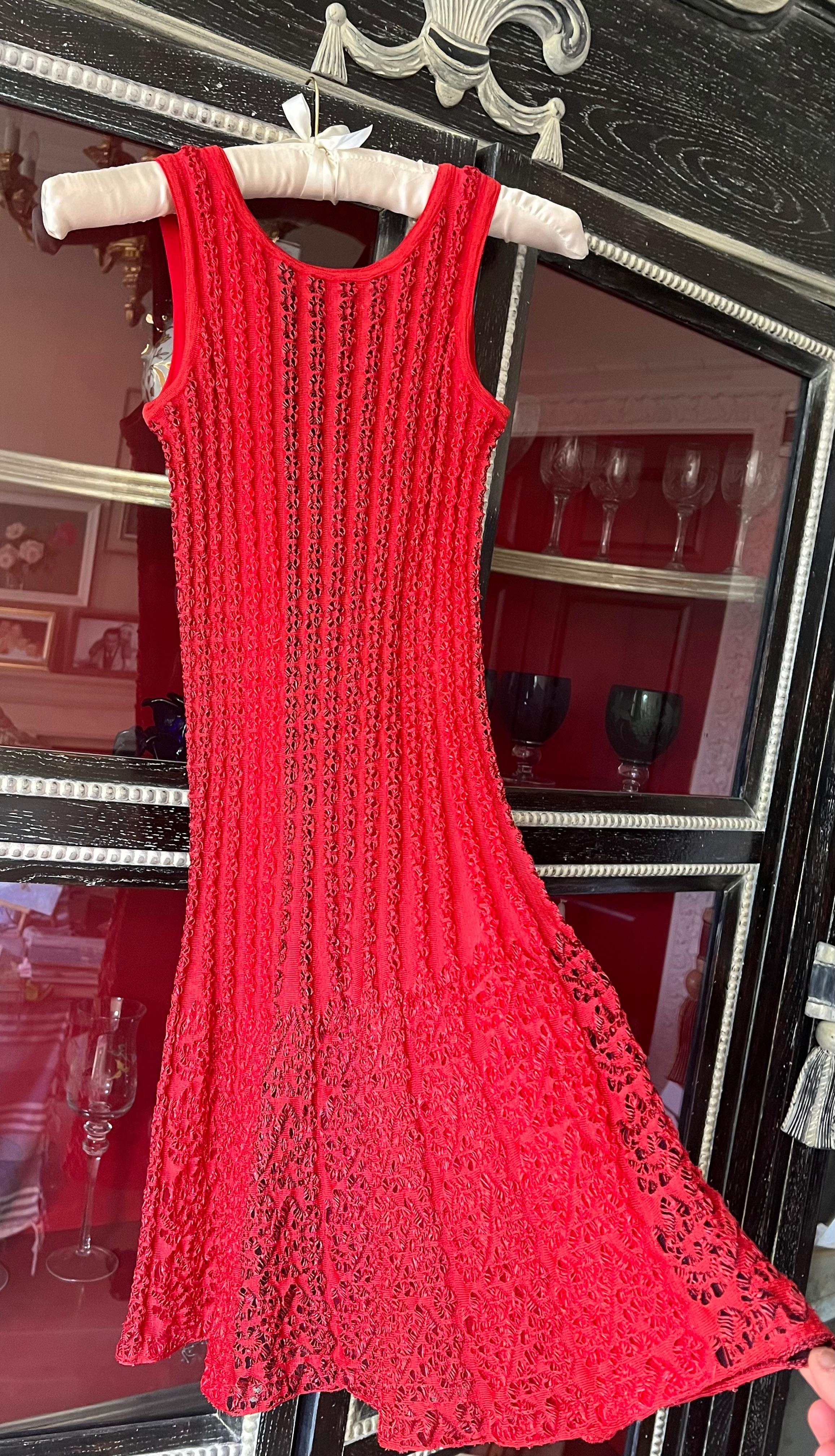 Red Knitted Skater Dress