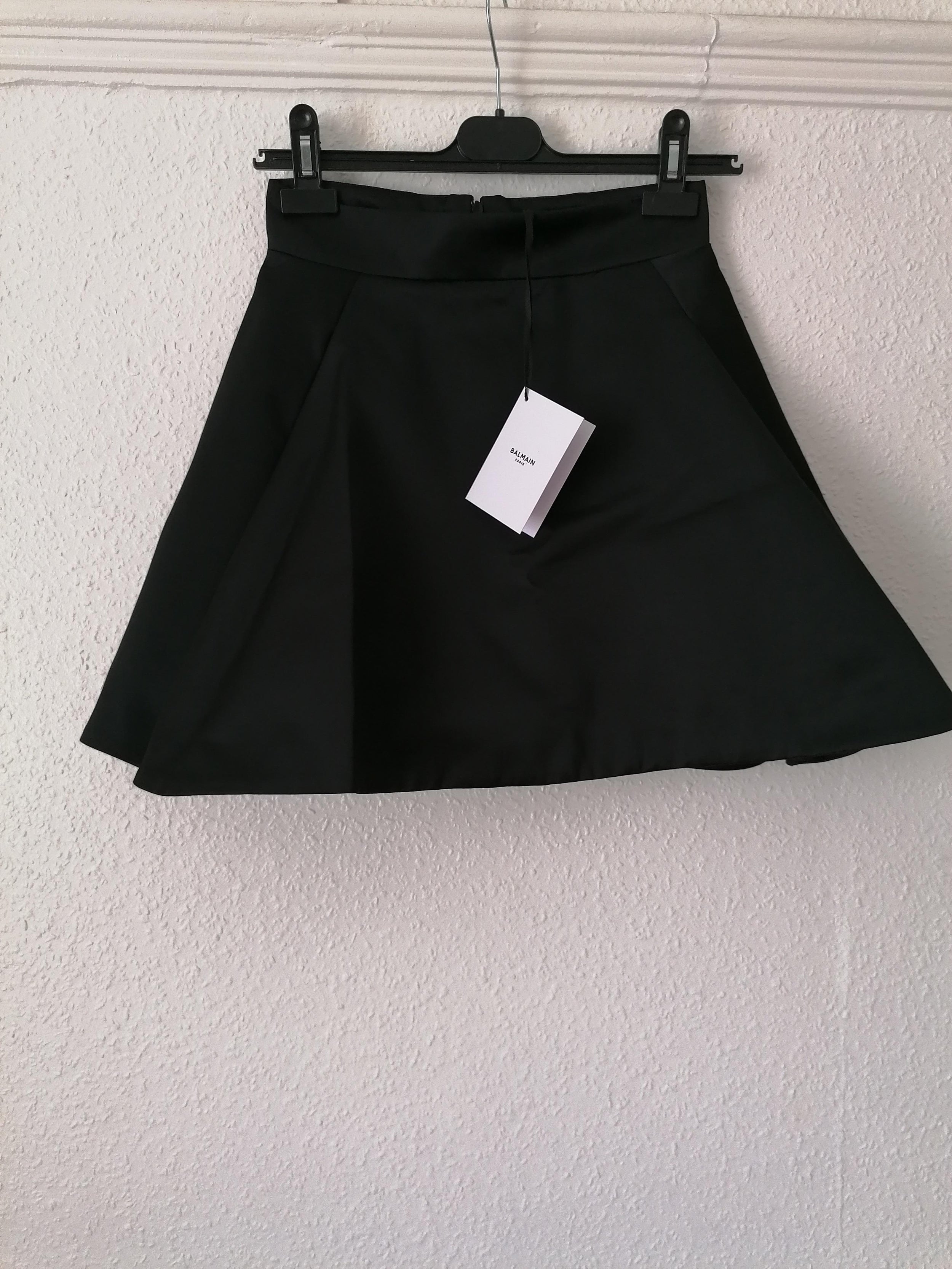 Black cotton blend A-line skirt