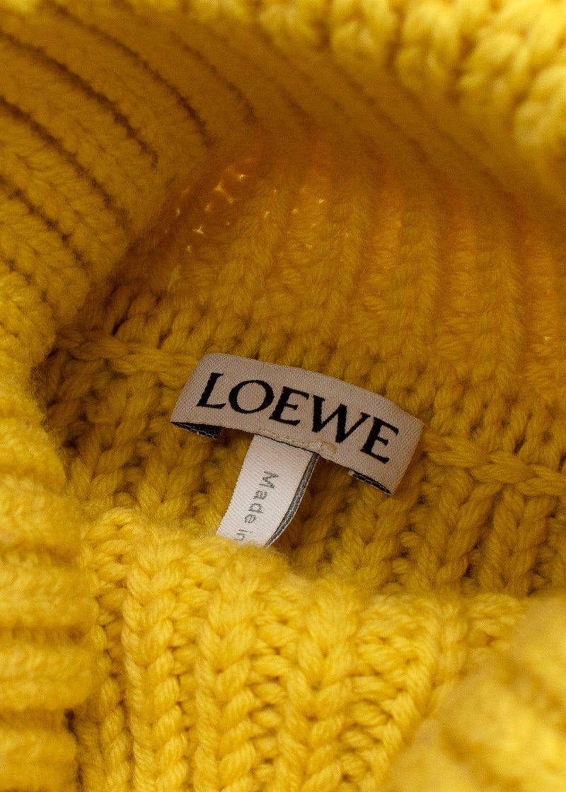 Loewe Yellow Wool Roll Neck Sheer Dress
