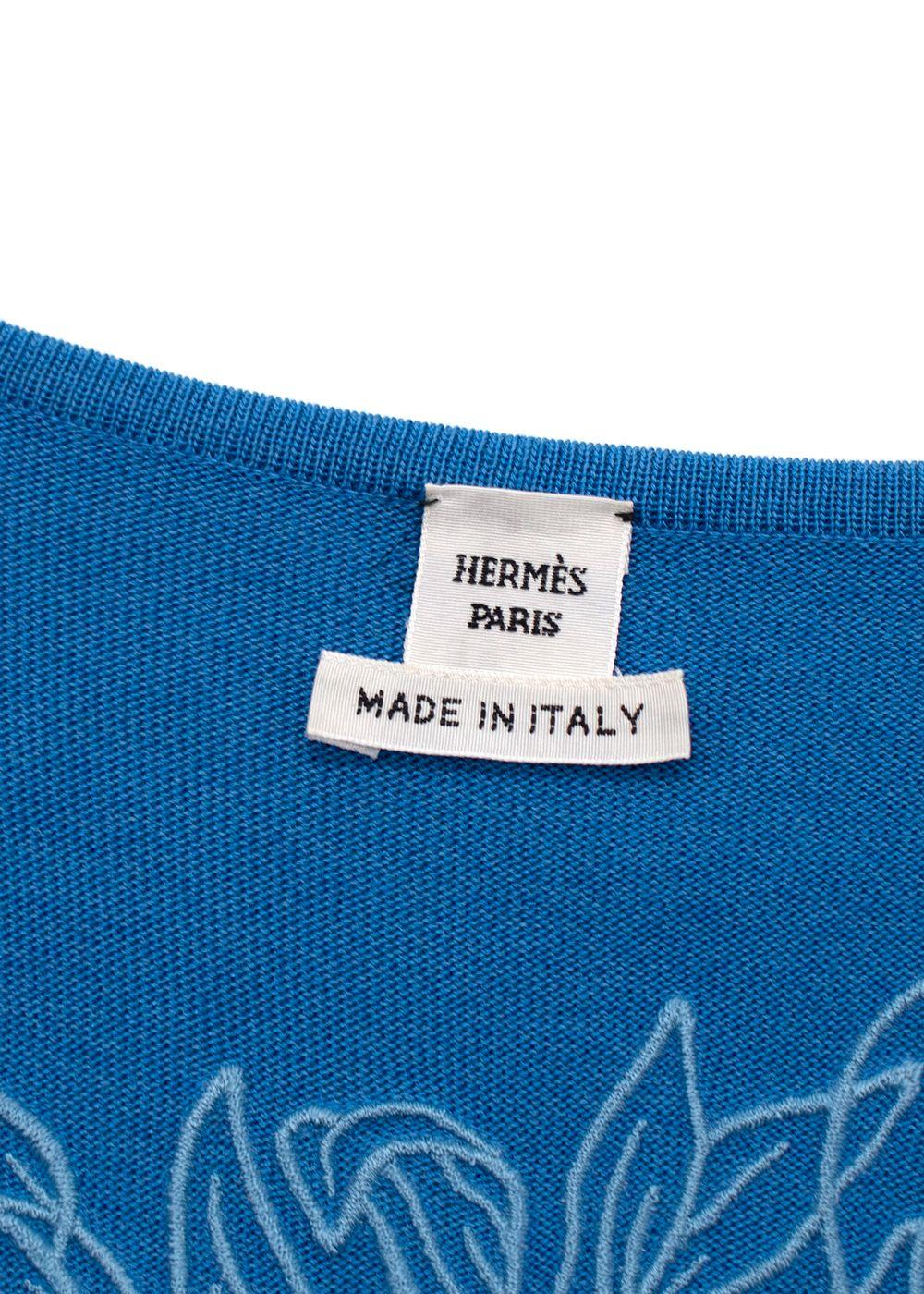 Hermes Royal Blue Slouched Sleeve Woven Dress