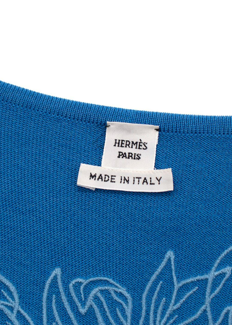 Hermes Royal Blue Slouched Sleeve Woven Dress