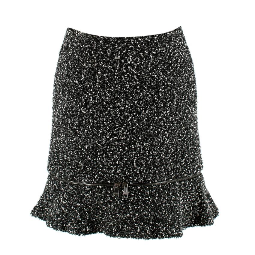 Karl Lagerfeld Boucle Tweed Effect Zip Hem Skirt