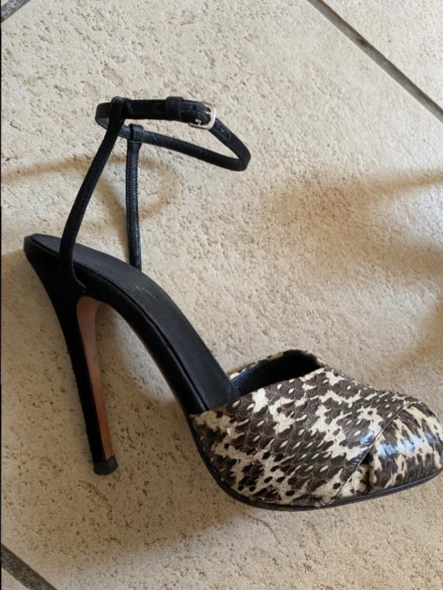 Giambattista Valli Satin & Snakeskin Couture Sandals
