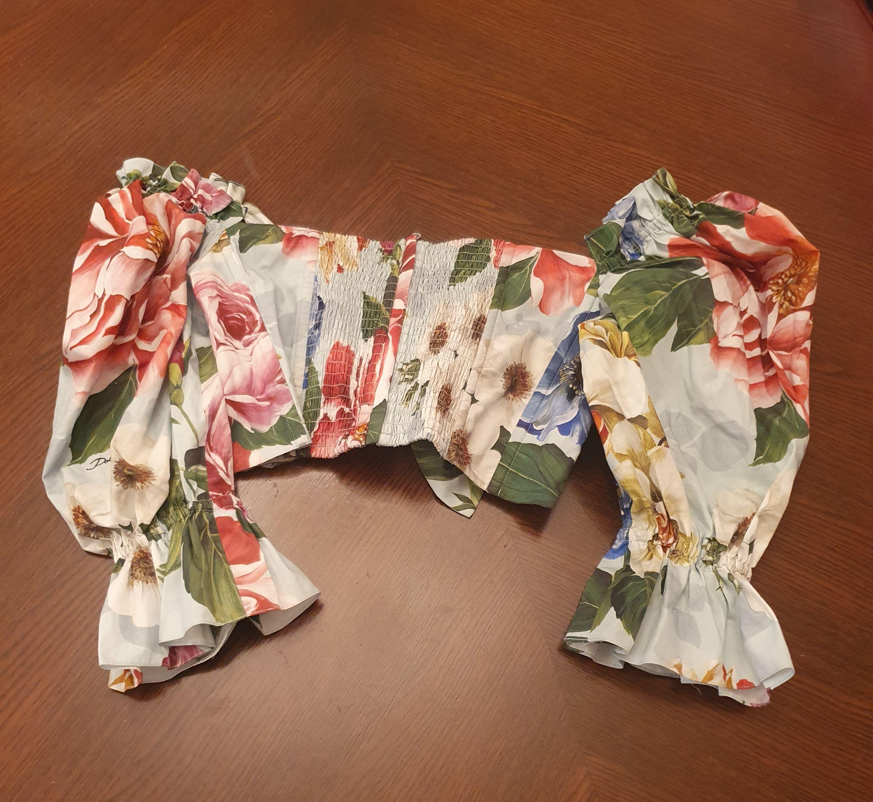 Multicolour floral cotton cropped bustier top