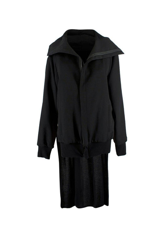 Yohji Yamamoto Black Hooded Jacket with Cape Detail