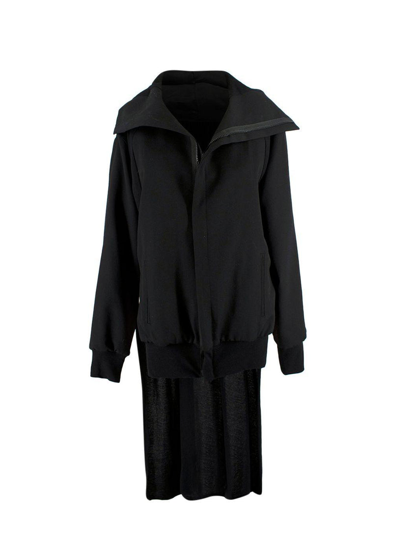 Yohji Yamamoto Black Hooded Jacket with Cape Detail