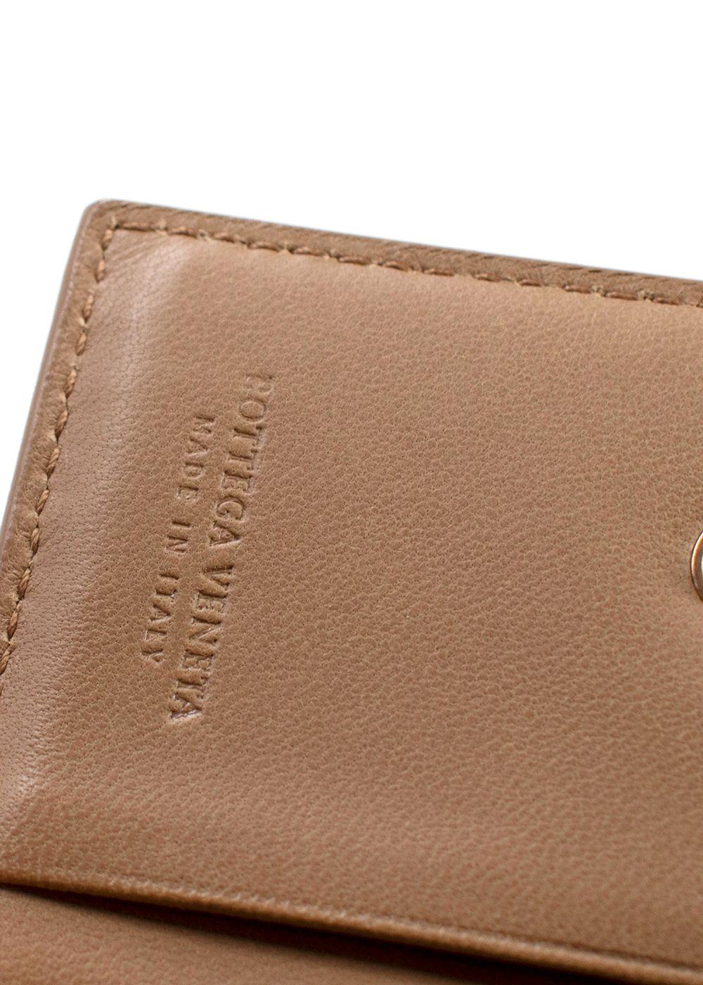 Bottega Veneta  Beige  Small Intrecciato Tri-Fold Wallet