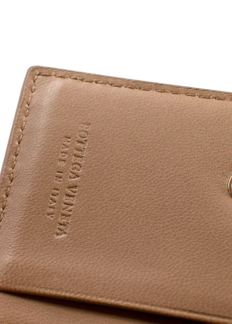 Bottega Veneta  Beige  Small Intrecciato Tri-Fold Wallet