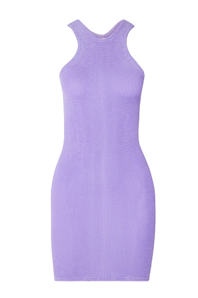 Hunza G Purple Seersucker Iris Mini Dress
