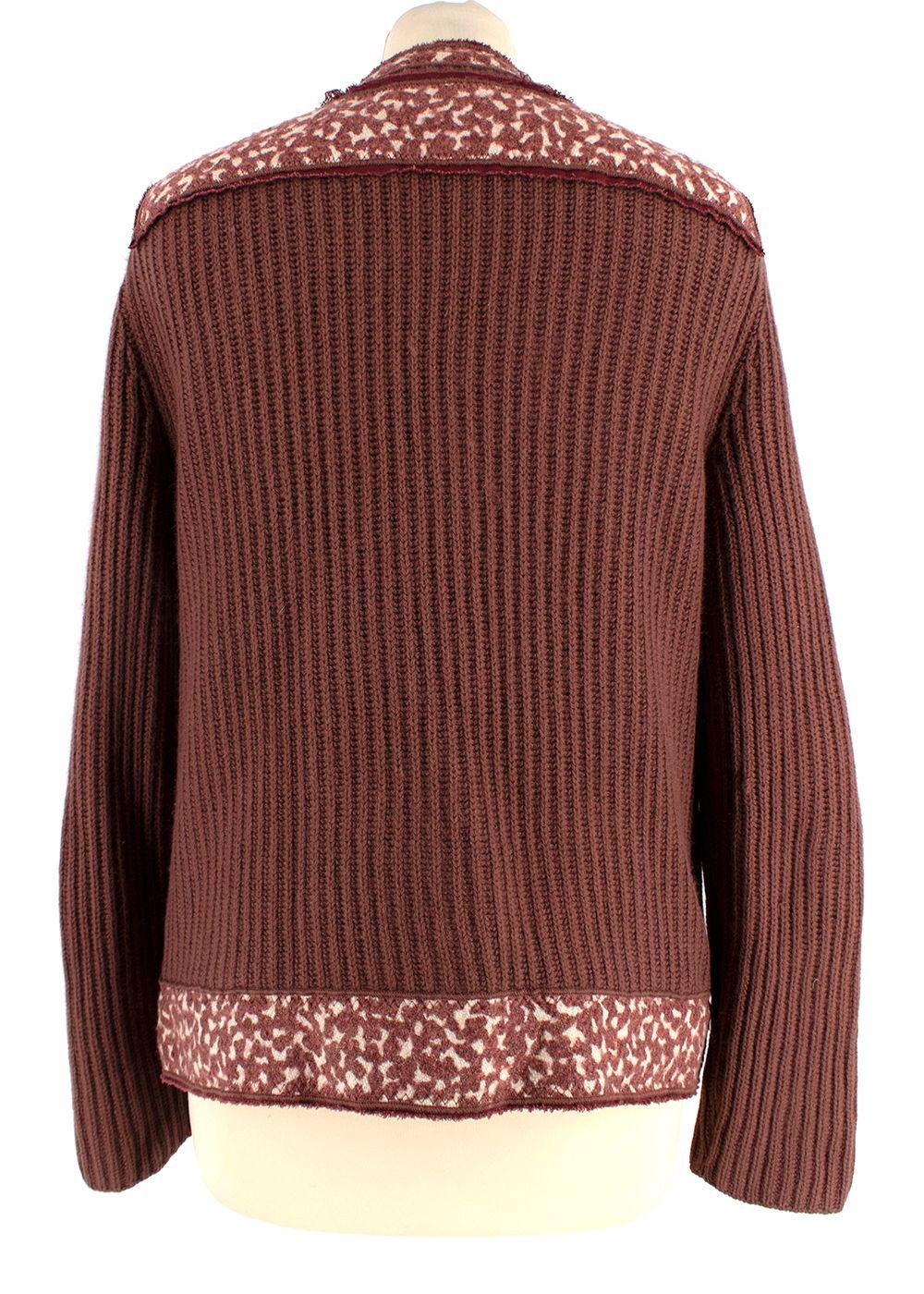 Bottega Veneta Ribbed Knit Dark Rose Cashmere Cardigan