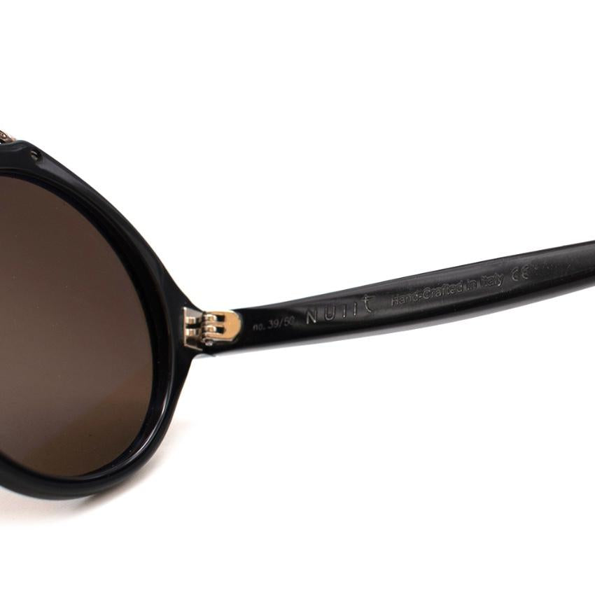 Nuiit Black Textured Mirrored Round Nuuak Sunglasses