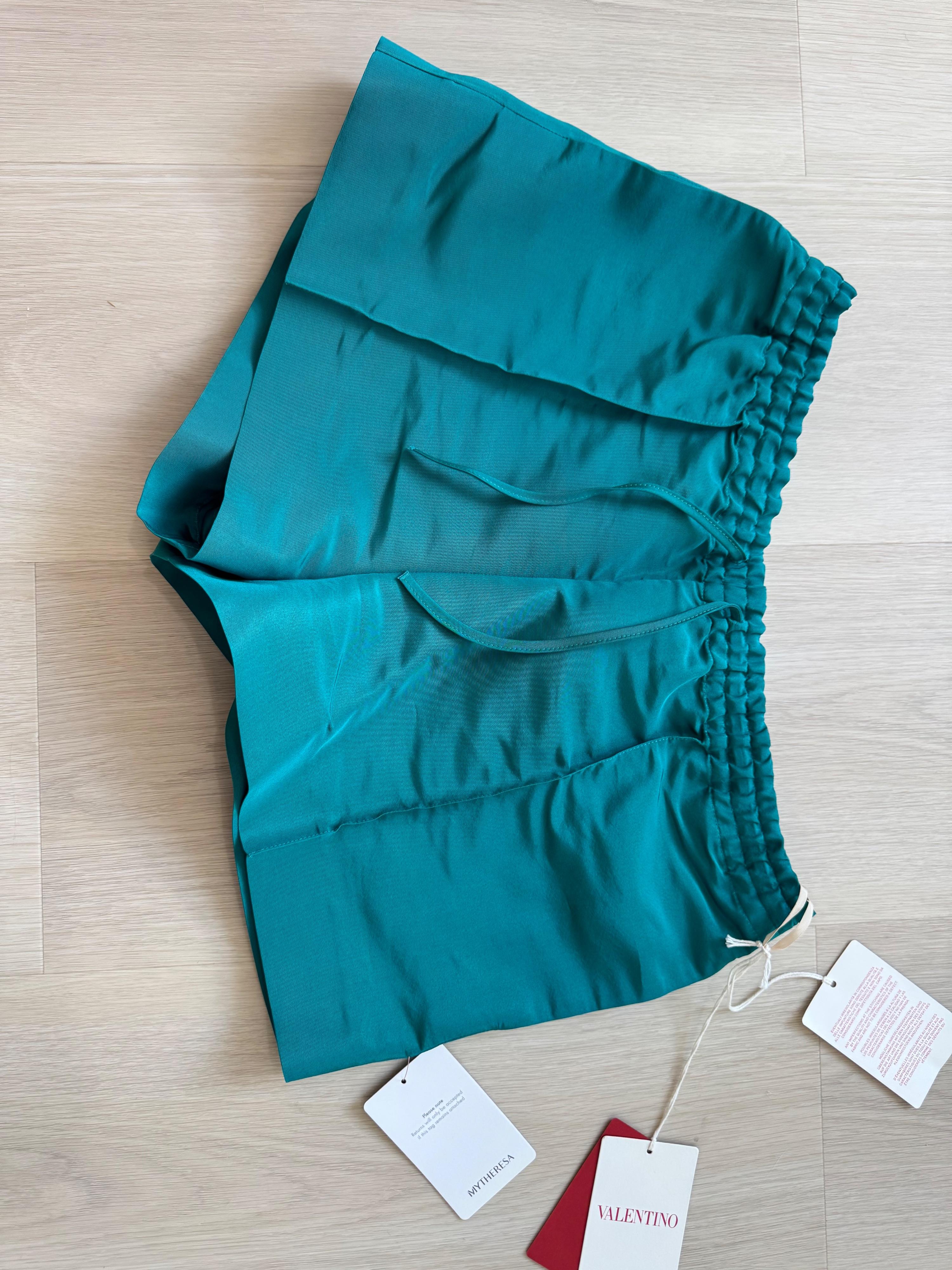 Valentino Teal Silk Shorts
