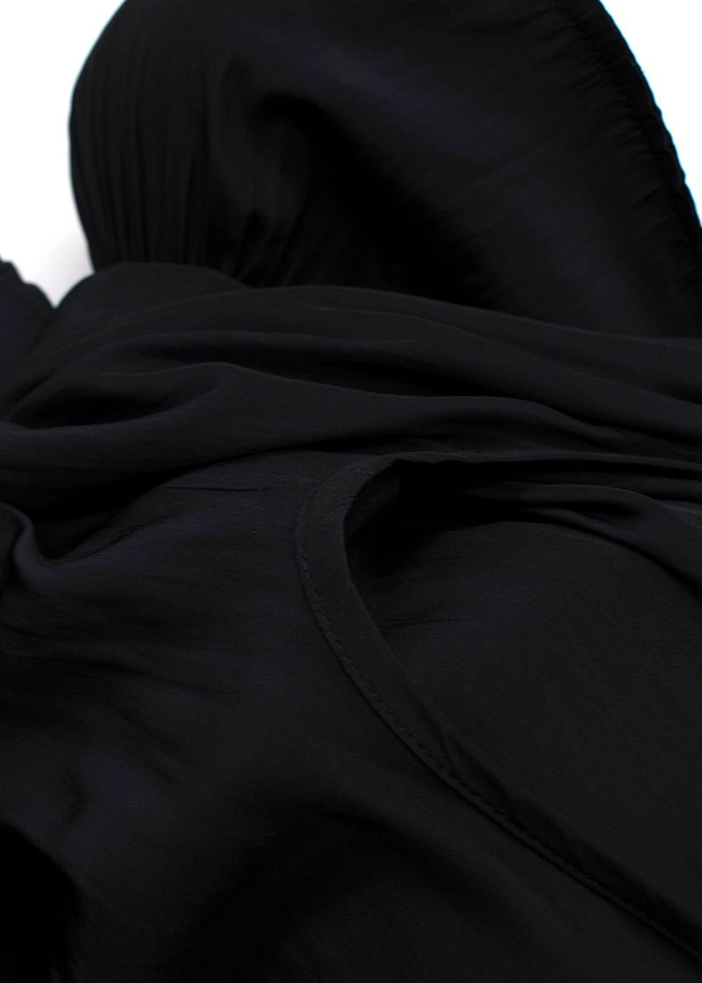 Lanvin Black Pleated Shell Peplum Blouse