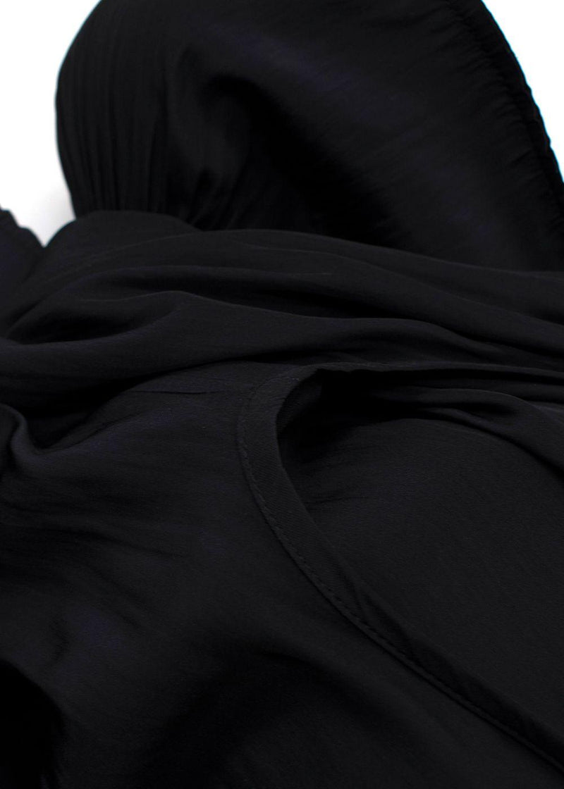 Lanvin Black Pleated Shell Peplum Blouse
