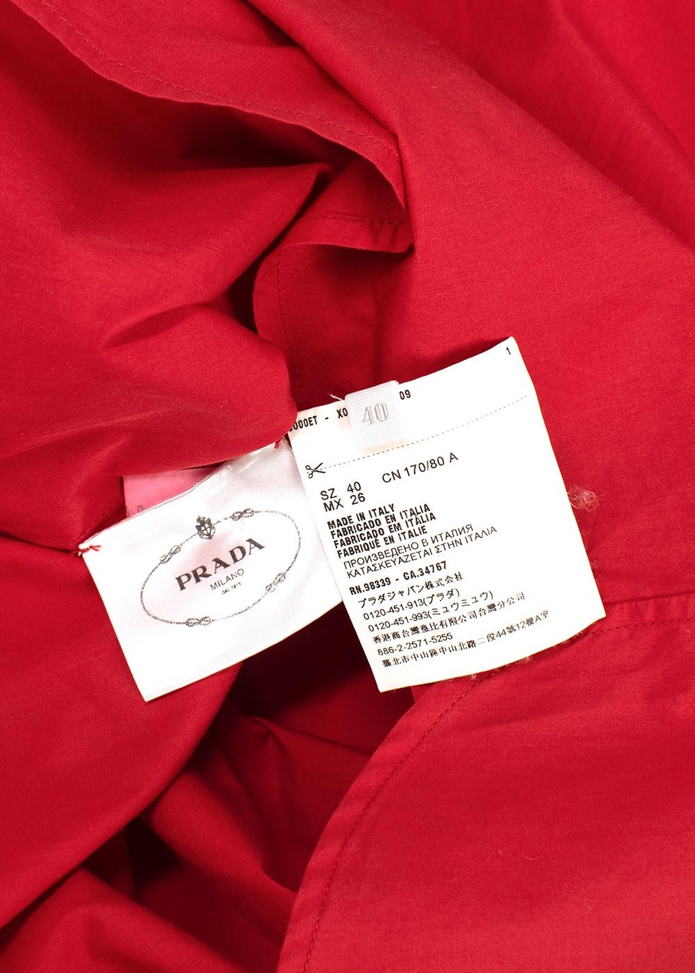 Prada Red Button-down Sleeveless Cotton-poplin Shirt