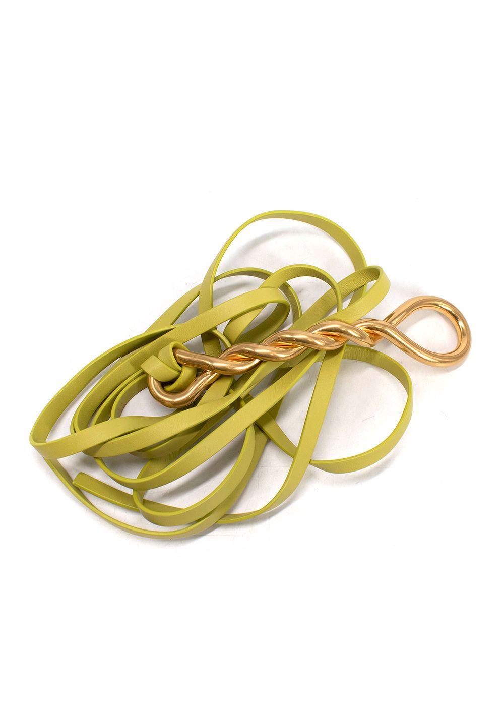 Bottega Veneta Lime Green Twisted Buckle Double Strap Belt