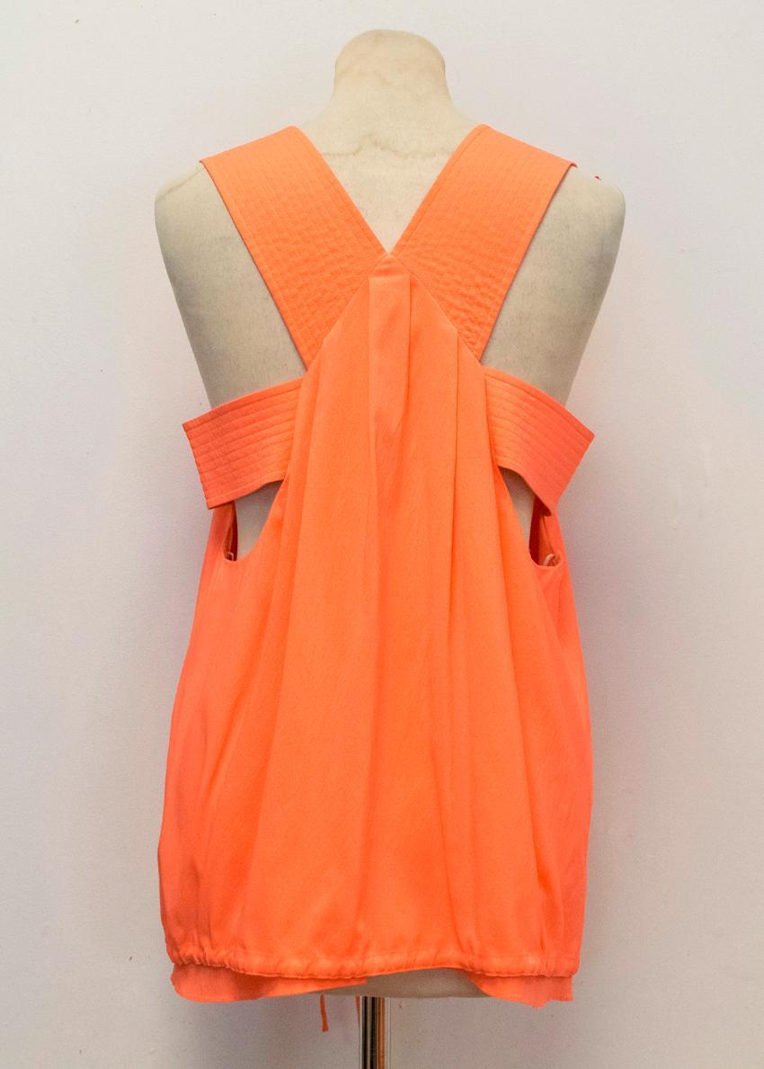 Chloe Neon Orange Silk Top with Cut-out Side Panels