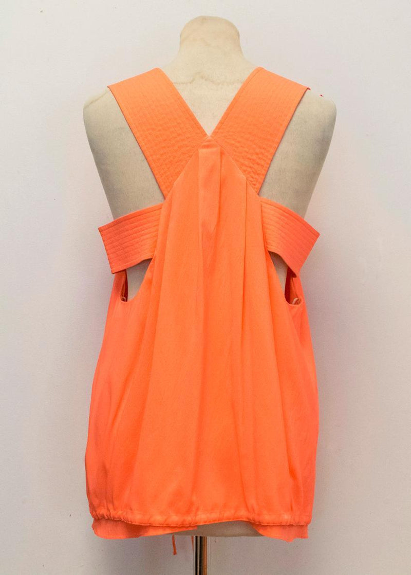 Chloe Neon Orange Silk Top with Cut-out Side Panels