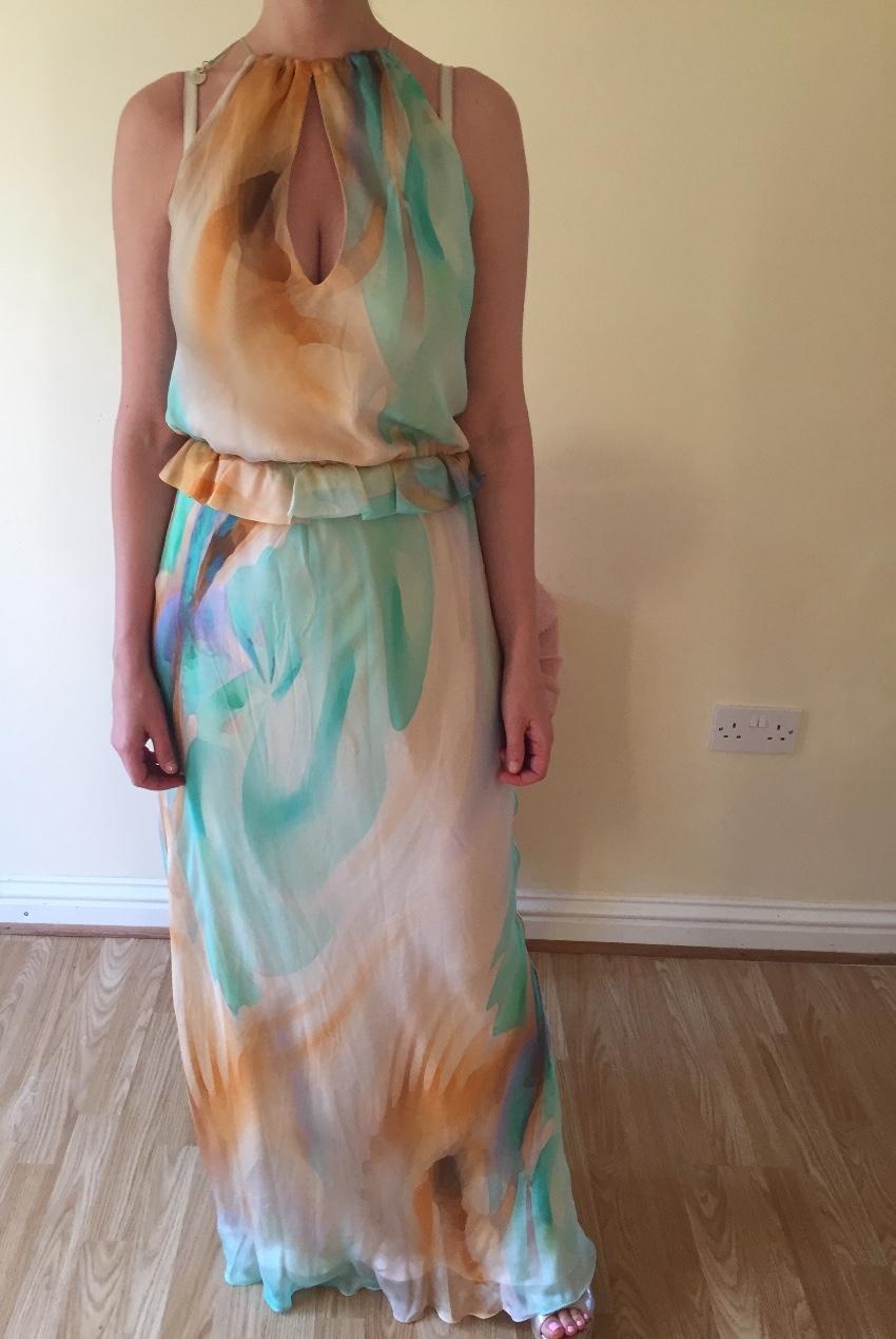 Patrizia Pepe silk tie dye halterneck dress